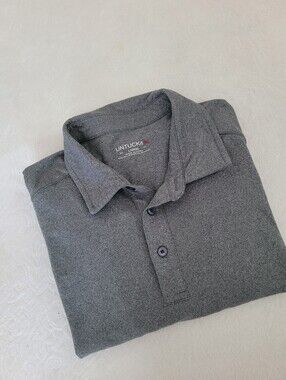 Untuckit Mens Short Sleeve Polo Gray Size Large Euc Classic Preppy Golf Casual